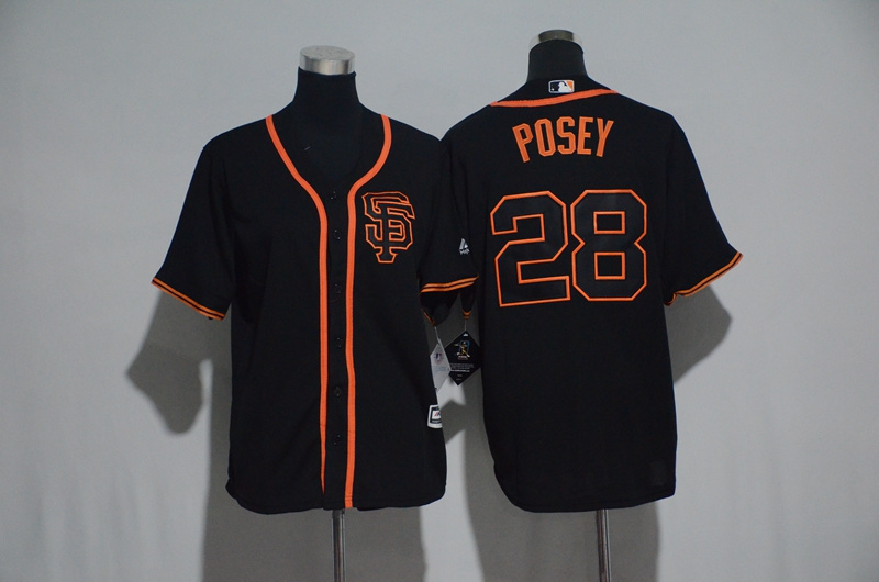 Youth 2017 MLB San Francisco Giants #28 Posey Black Jerseys